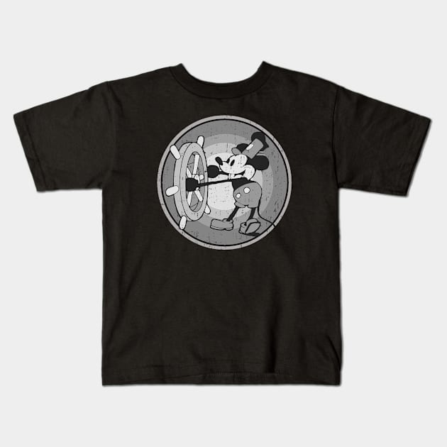 Steamboat Willie Vintage Retro Kids T-Shirt by ThisIsFloriduhMan